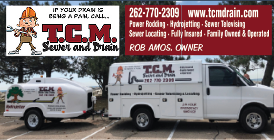 "If your drain is being a pain, call TCM Sewer and Drain"